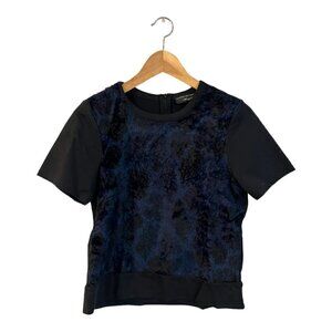 Zara Top Sweater Animal Print Medium Blue Black